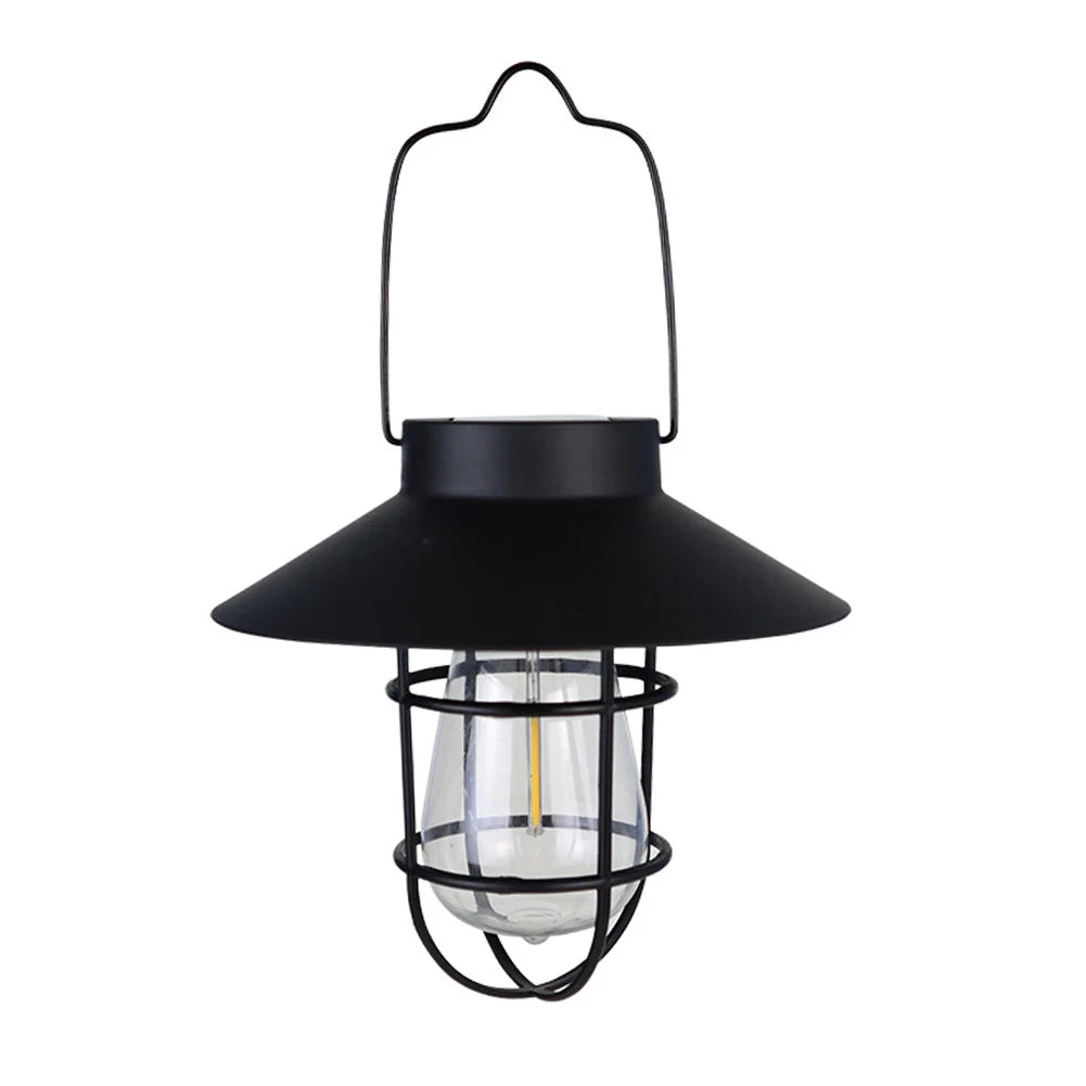 Black hanging lantern with glass cover on a white background