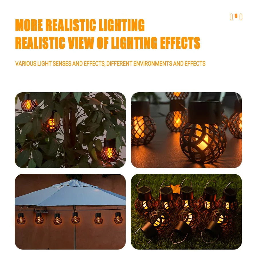 Lighting effects on outdoor settings with text about realistic lighting.