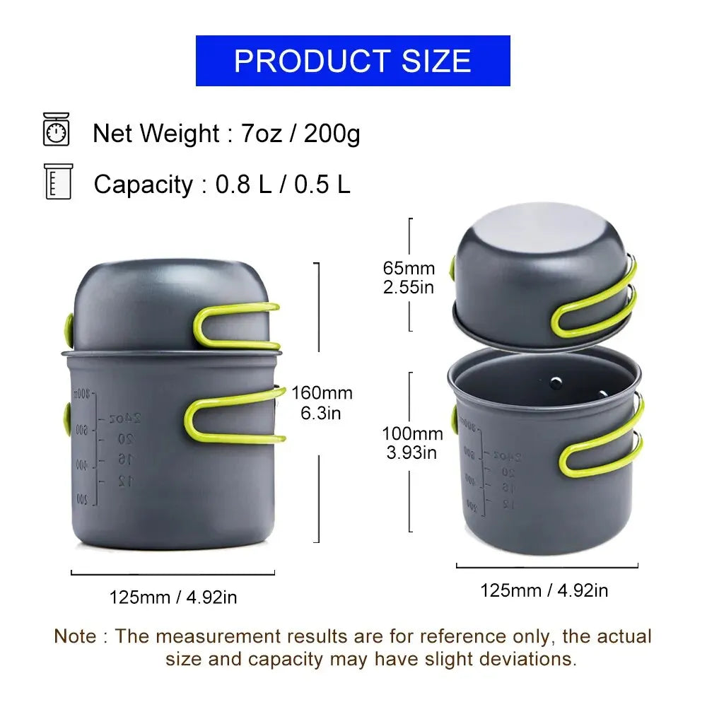 Gray and green measuring cups with dimensions and weight capacity on a white background