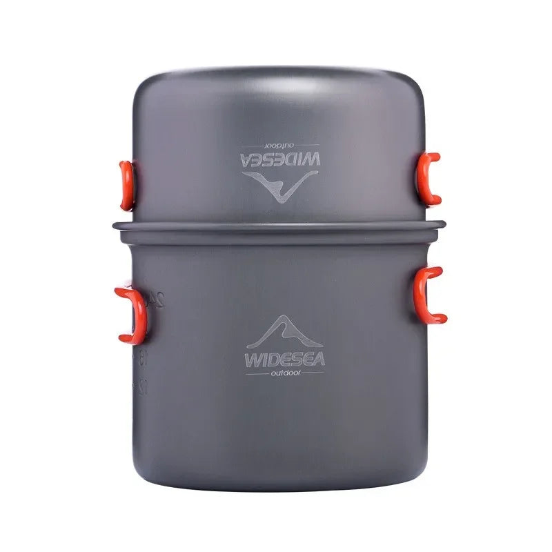Gray cooking utensils with red handles on a white background, featuring the Widesea logo.