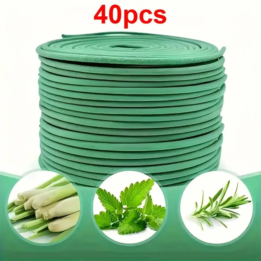 Roll of green plant ties with images of plants and '40pcs' text on a white background