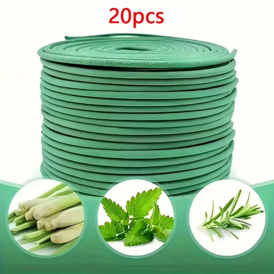 Roll of green plant ties with images of plants and '20pcs' text on a white background
