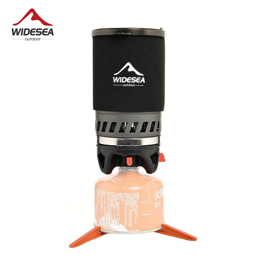Portable camping stove with WideSea logo on a white background