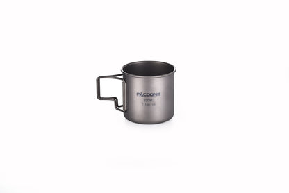 Silver camping mug with handle on a white background