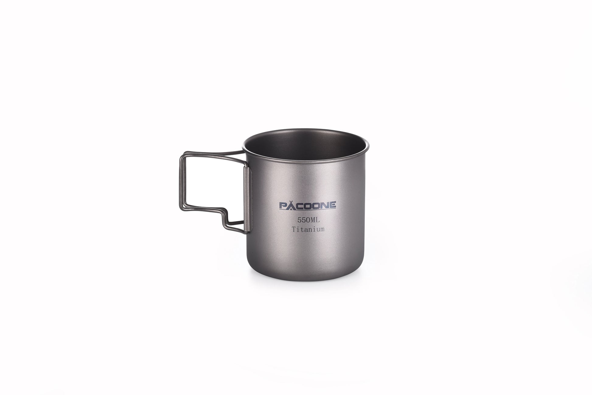 Silver mug with handle on a white background