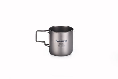 Silver mug with handle on a white background