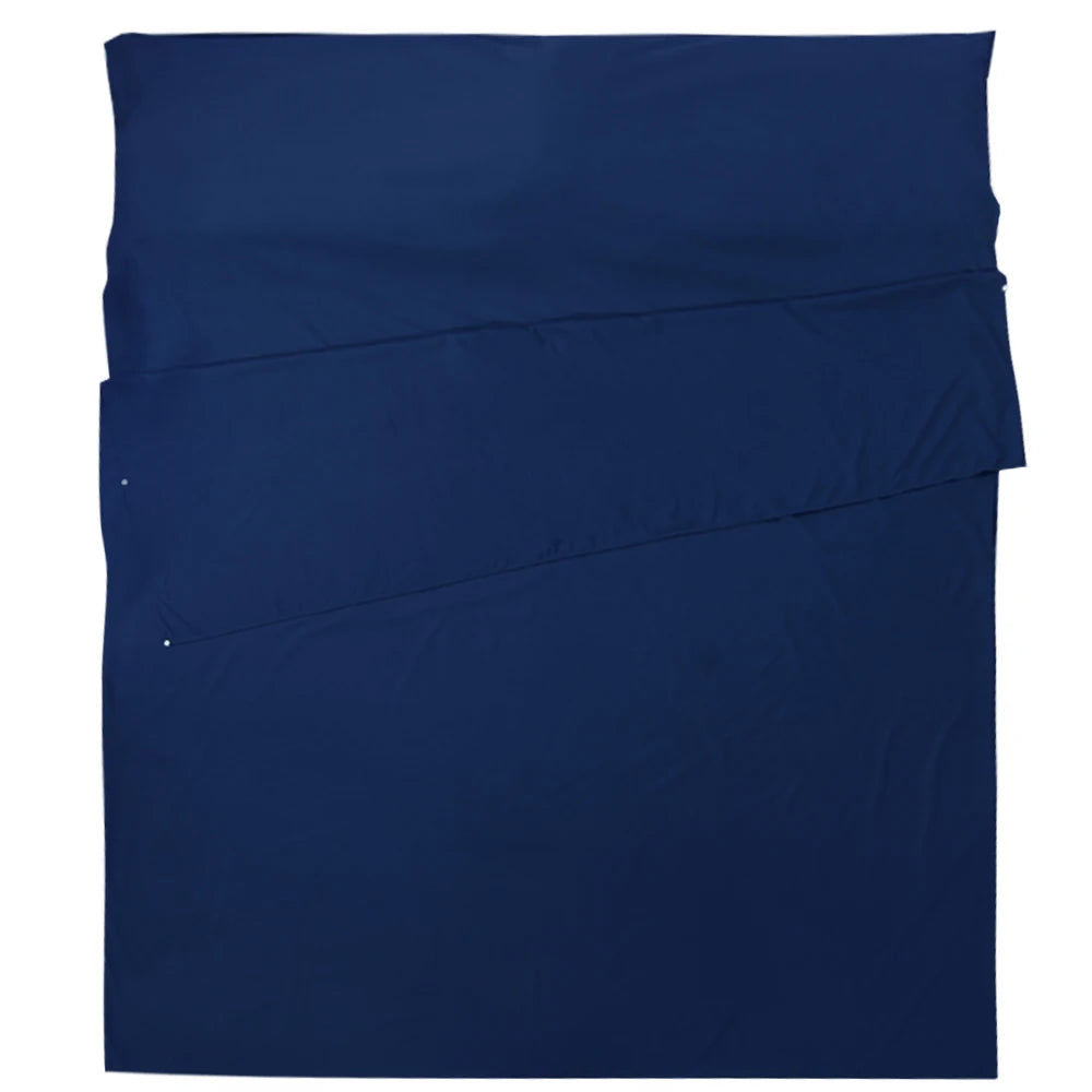 Navy blue bed sheets on a white background