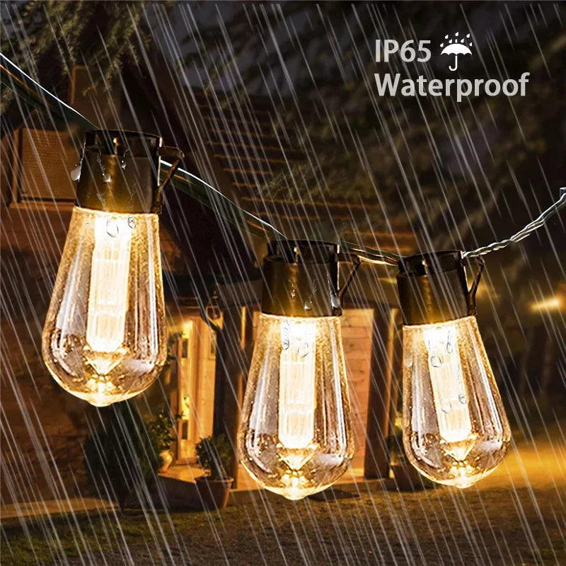 String lights with waterproof rating in the rain