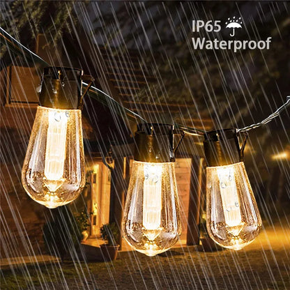 String lights with waterproof rating in the rain