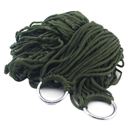Green paracord with metal carabiners on a white background